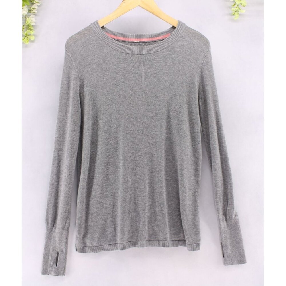 Lululemon Women's Viscose Blend Bring It Backbend Sweater Heathered Grey Sz 8